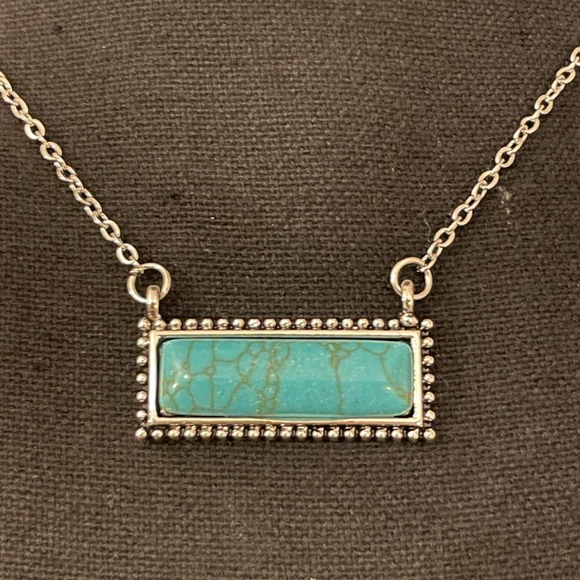 Faux Turquoise Bar Necklace - Picture 3 of 10